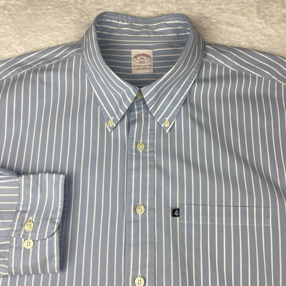 Brooks Brothers Shirt Men's XXL Blue/White Stripes 346‎